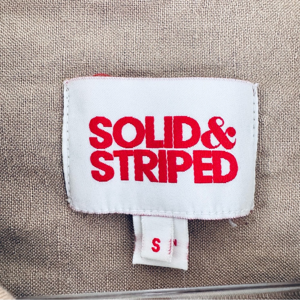 Solid & Striped Harlow Cropped Linen Blend Shirt Sand Size Small - Picture 8 of 10